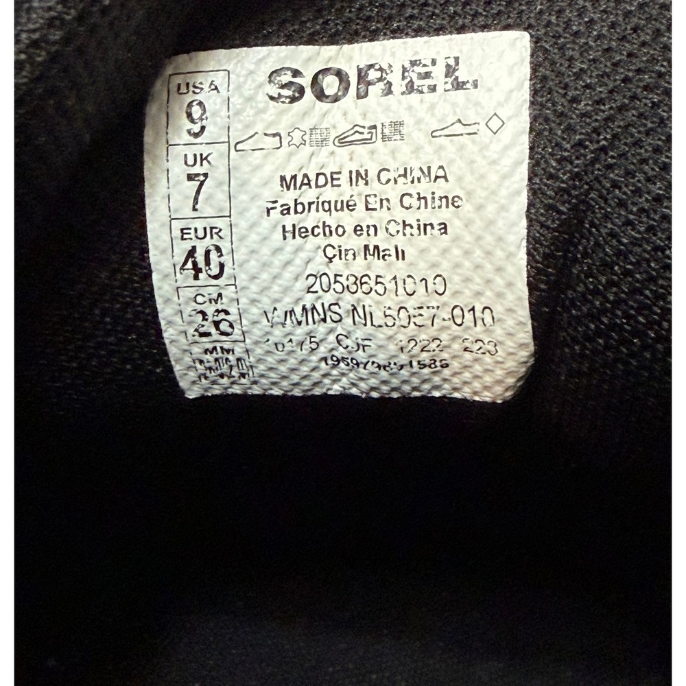 Sorel Out N About Pull On Hidden Wedge Black Suede Sneaker Boots Women Sz 9 - Picture 9 of 10
